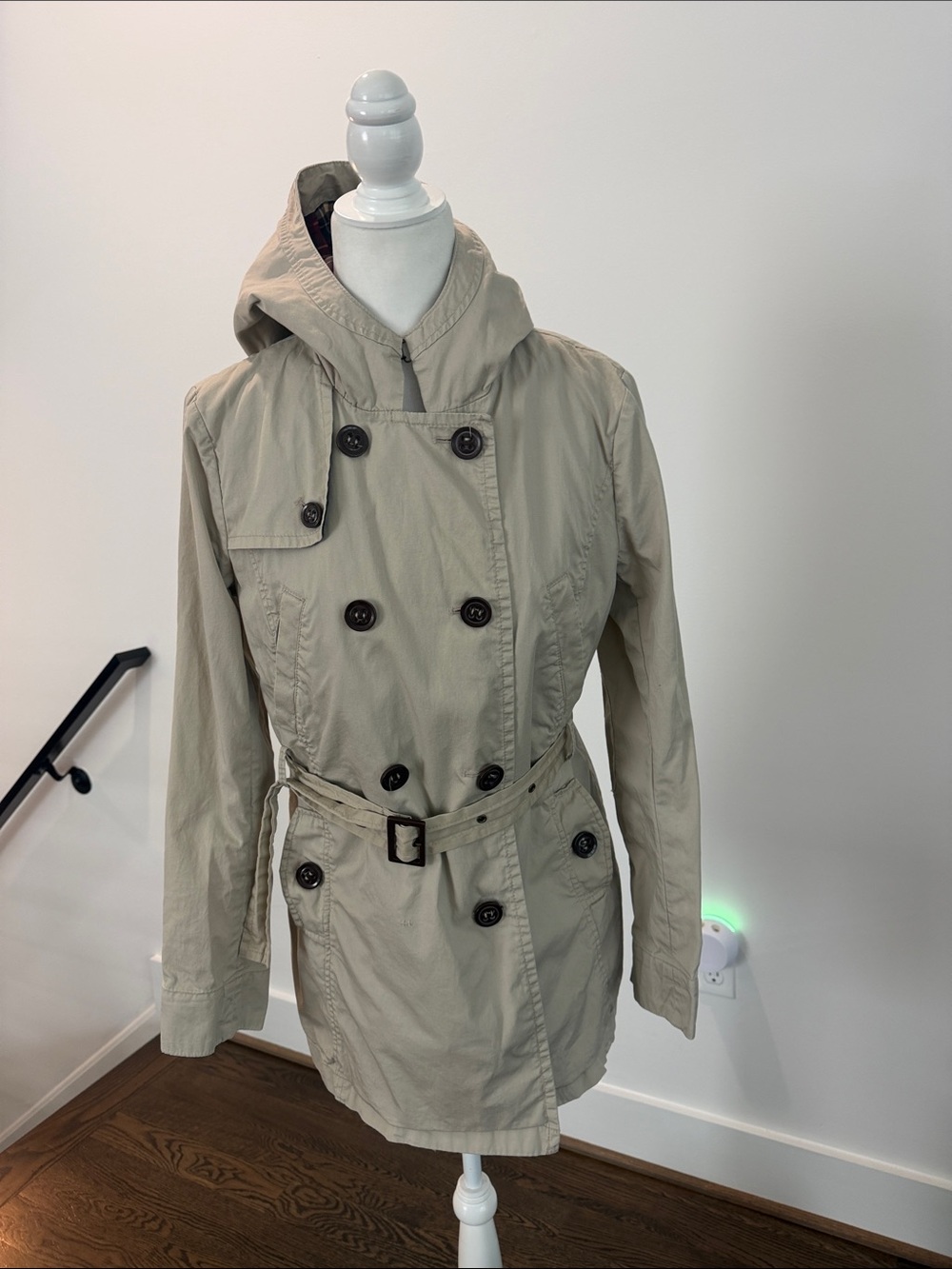 Pull&Bear Hooded Double-Breasted Trench Coat with detachable vest